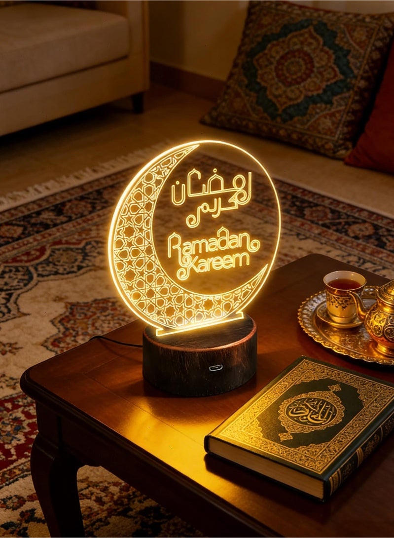 Topyich Ramadan Light - USB Crescent Ramadan Lamp, LED Night Light Ramadan Decoration for Home Table Crafts Decor - Image 1